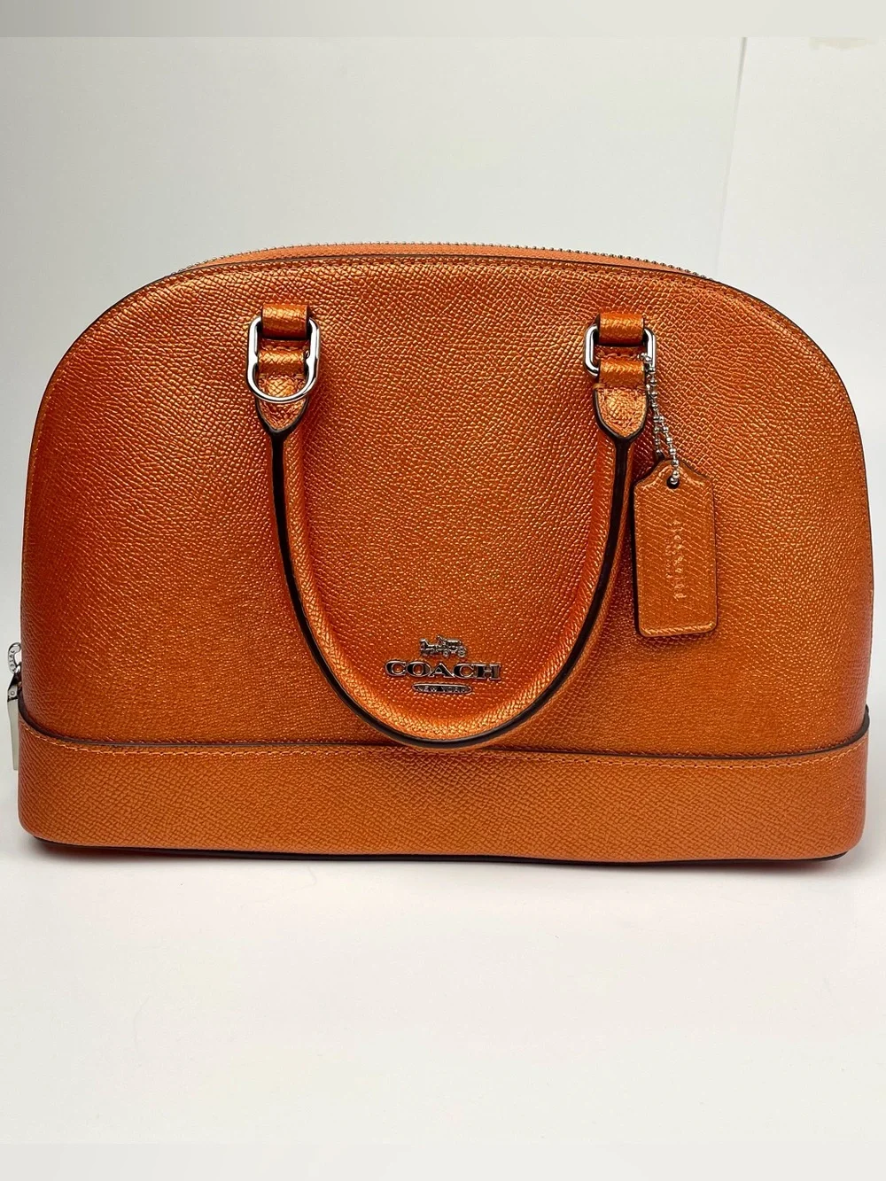 Coach Mini Satchel Metallic Tangerine Leather, NWT
